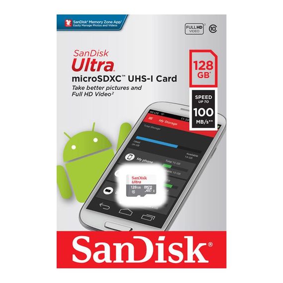 Карта памяти SanDisk 128GB microSDXC C10 UHS-I R100MB/s Ultra (SDSQUNR-128G-GN6MN) | Зображення 1