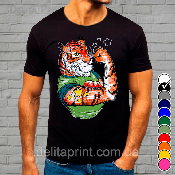 Футболка з новорічним принтом "Круті тигри - Тигр" Family Look Новий Рік