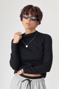 Однотонний жіночий гольф з горловиною-стійкою - чорний цвет, ONE SIZE (є розміри)