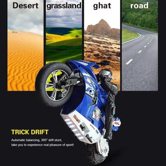Мотоцикл на радіокеруванні Motorcycle Stunt Drift six-axis Gyroscope Blue | Зображення 1