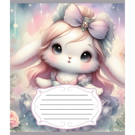 Зошит учнівський "Зайка" 012-590522C-3 в косу лінію, 12 аркушів