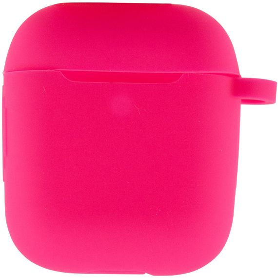 Силиконовый футляр New с карабином для наушников Airpods 1/2 Розовый / Barbie pink | Зображення 1