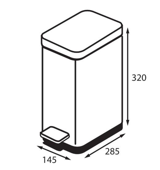 Відро для сміття Koer TC-010206-08 з плавним закриттям, прямокутне, 6 л, білий (KR5595) | Зображення 1