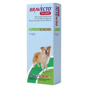 Таблетки від кліщів, бліх та глистів для собак 10-20 кг Bravecto TriUNO, 3 шт