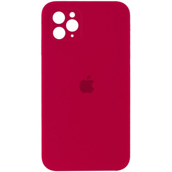 Чехол Silicone Case Square Full Camera Protective (AA) для Apple iPhone 11 Pro (5.8") Червоний/Rose Red