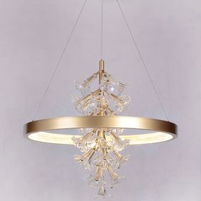 Люстра світлодіодна підвісна LED світильник для квартири на стелю лед 26646 Золото 65-200х80х80 см.