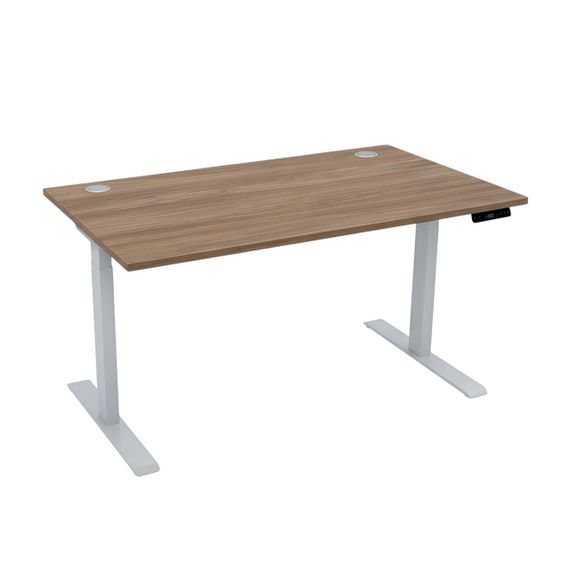 Стіл з електричним регулюванням висоти, двомоторний, 2-ступеневий, з двома заглушками, сірий каркас, 1600х800х718-1223 мм