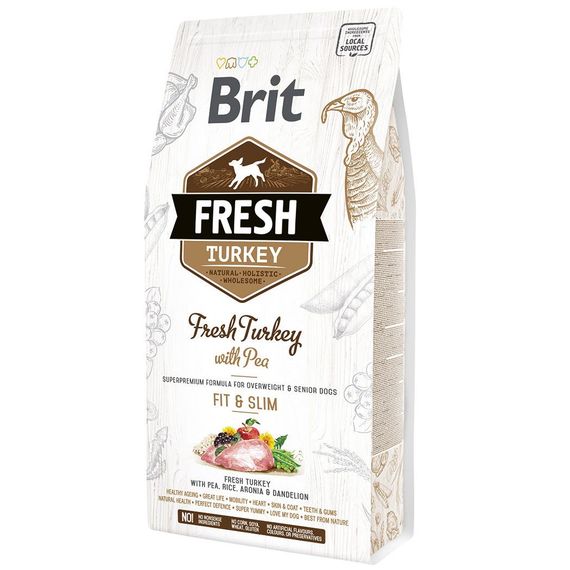 Корм Brit Fresh Turkey with Pea Adult Fit & Slim сухий з індичкою для собак з надмірною вагою 2.5 кг