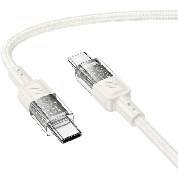 Дата кабель Hoco U129 Spirit Transparent Type-C to Type-C 60W (1.2m) Biege | Зображення 1