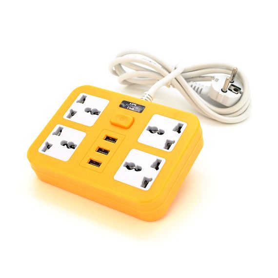 Мережевий фільтр ТВ-Т15, 4 розетки + 3 USB, з перемикачем, 2 м, перетин 3х0
