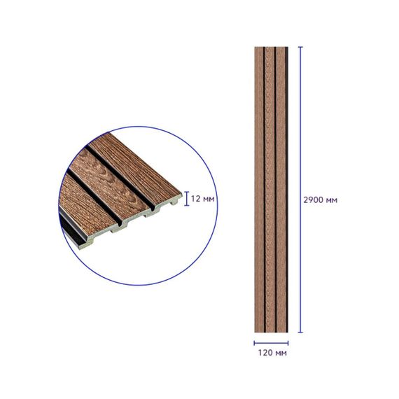Рейка декоративна PS 2900х120х12мм Горіх SW-00001739 | Зображення 2