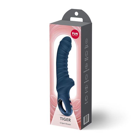 Вібратор для точки G Fun Factory TIGER Nightblue, ребристий, підходить для анальної стимуляції Sex Aura | Зображення 4