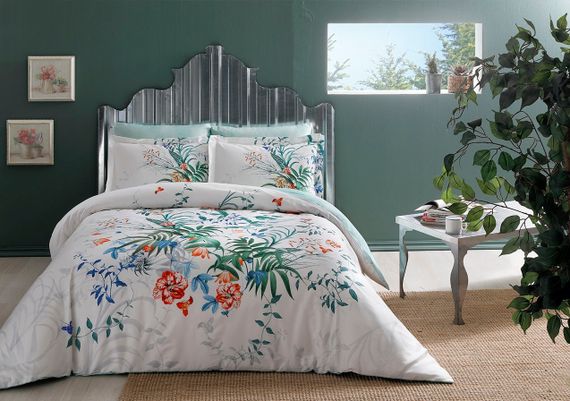 Постільна білизна TAC Satin Deluxe 200×220 см Aden Yesil