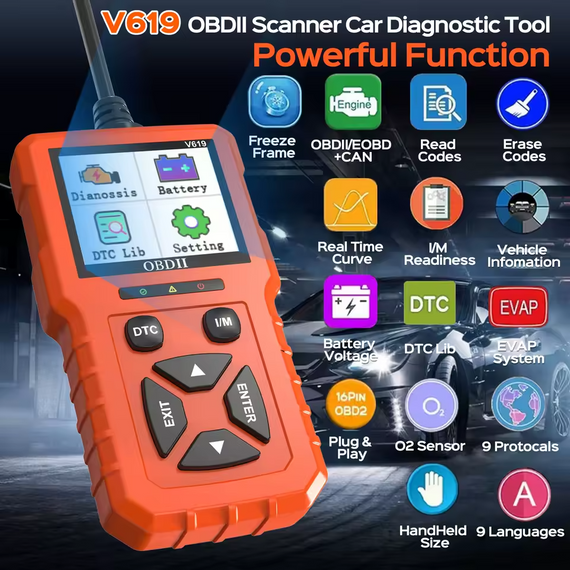 Автомобільний діагностичний сканер V619 OBD2 | Зображення 2