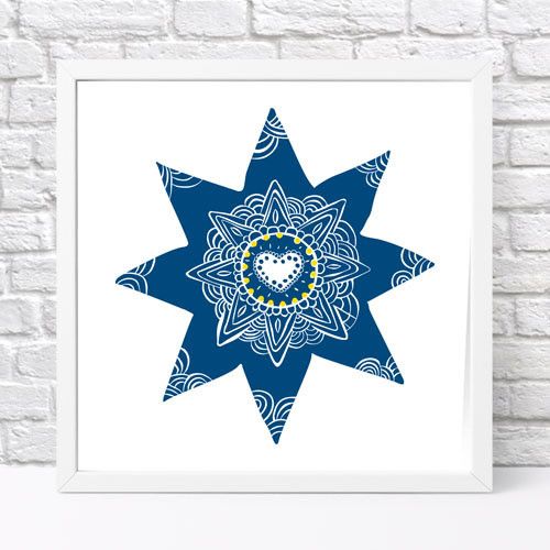 Постер в рамці Синяя звезда 30x30 см