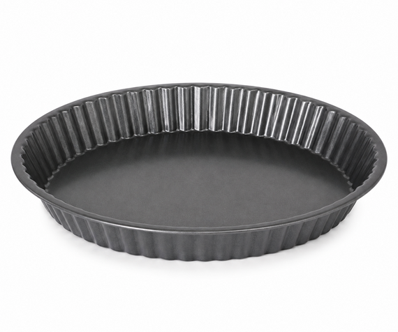 Форма для тарта GUSTO GT-3125/1 25×3 см круглая волнистая форма с антипригарным покрытием для домашней выпечки Серый