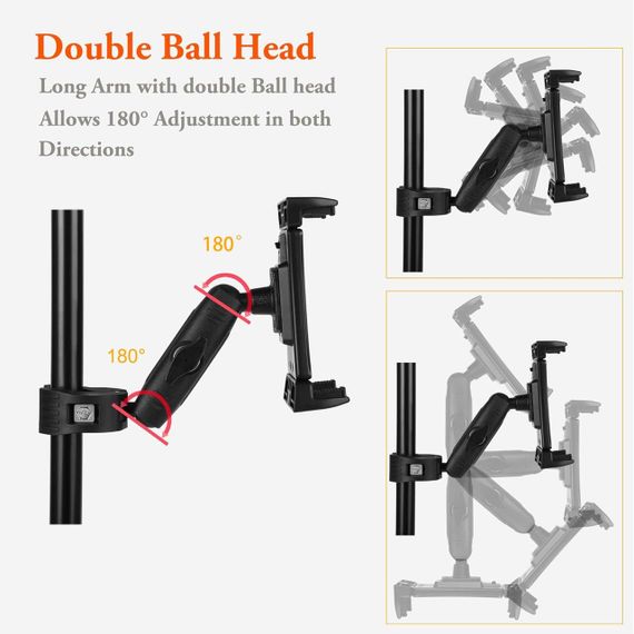 Держатель для микрофонной тарелочной стойки для iPad планшета смартфона 4″-13.5″ для журавля нотного пюпитра | Зображення 1