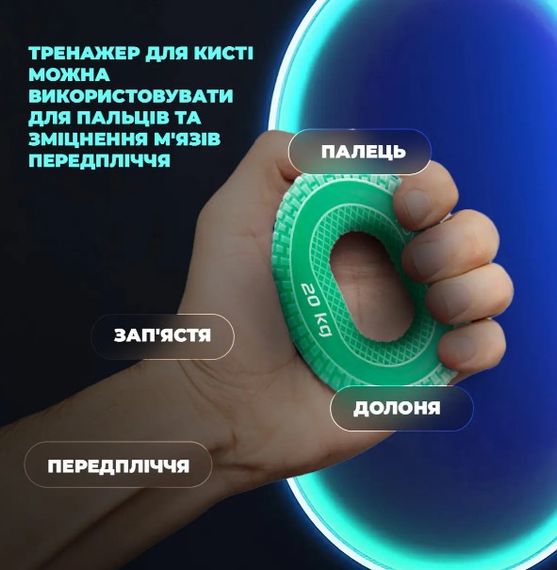 Еспандер кистьовий силіконовий PowerPlay PP-4333 Hand Grip Medium 20 кг Зелений (PP_4333_Green_20kg) | Зображення 3