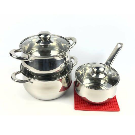Набір каструль 7 предметів LB-1927B-7 із нержавіючої сталі зі GE-497 скляною кришкою | Зображення 7