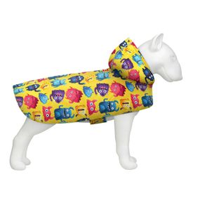 Дощовик-накидка з капюшоном для собак WAUDOG Clothes, малюнок "Мохнаті монстри", А 23-26 см, B 30-36 см, С