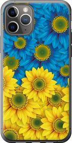 Чехол на iPhone 11 Pro Жёлто-голубые цветы "1048u-1788-17620"