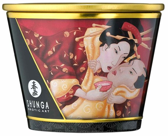 Масажна свічка Shunga Massage Candle Strawberry з ароматом полуниці, 170 мл | Зображення 2