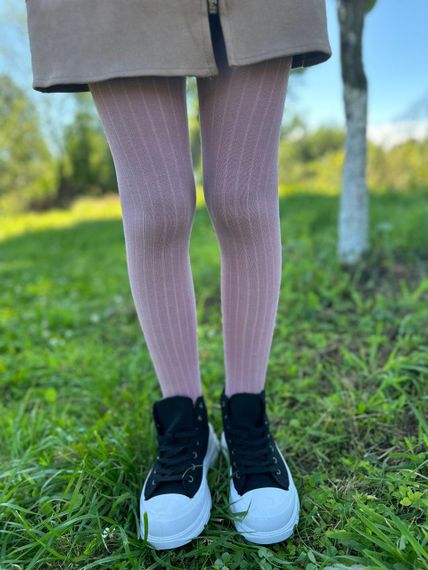 Детские колготки  цветные однотонные (рубчик) ТМ Twinsocks р. от 74 до 146 86-92 / 1-2 лет, Пудровый | Зображення 1