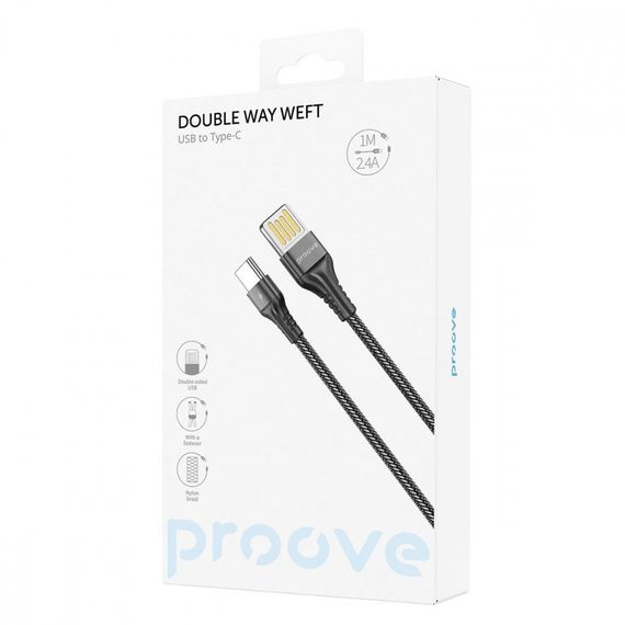 Кабель Proove Double Way Weft Type-C 2.4A (1m), Черный, 1.0 м | Зображення 1