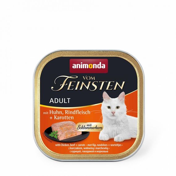 Корм вологий Vom Feinsten Adult with Chicken Beef Carrots для котів з куркою яловичиною та морквою 100 г