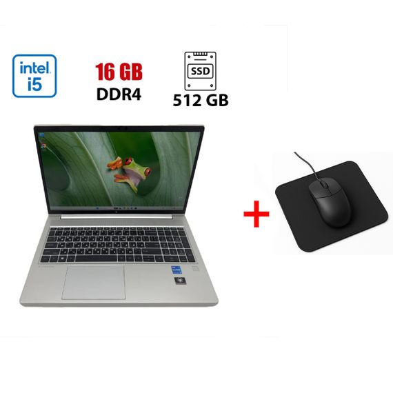 Ультрабук HP EliteBook 650 G9 / 15.6" (1920x1080) IPS / Intel Core i5-1235U (10 (12) ядер 3.3 - 4.4 GHz) / 16 GB DDR4 / 512 GB SSD M.2 / Intel Iris Xe Graphics / WebCam б/в + Подарунок Мишка та килимок