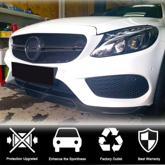 Передний спойлер Lip V1 для C43 AMG 2015-2019 Карбон для Mercedes C-сlass W205 | Зображення 1