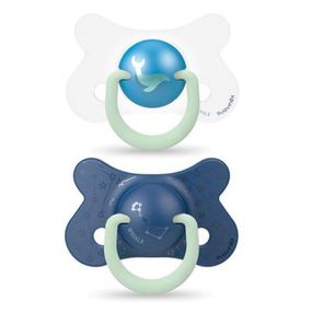 Пустышка Suavinex Синий кит 18 мес. 2 шт ночная (307011)
