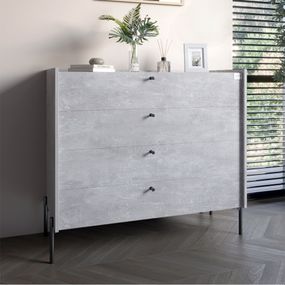 Комод із 4 шухлядами LION Wood із чорними ніжками 100х90х45 см Бетон (LION-042973)