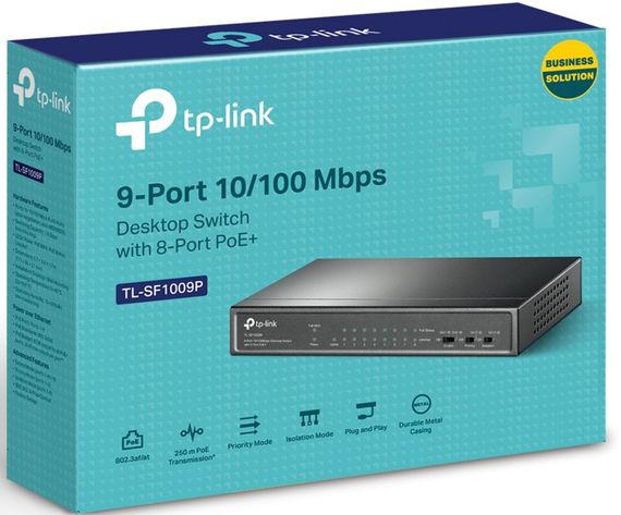 Коммутатор TP-LINK TL-SF1009P 9x1FE/8xPoE 65W неуправляемый 250 м (TL-SF1009P) | Зображення 7