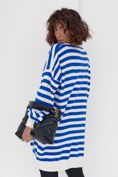 Туника женская в полоску с карманом - синий цвет, M (есть размеры) | Зображення 1