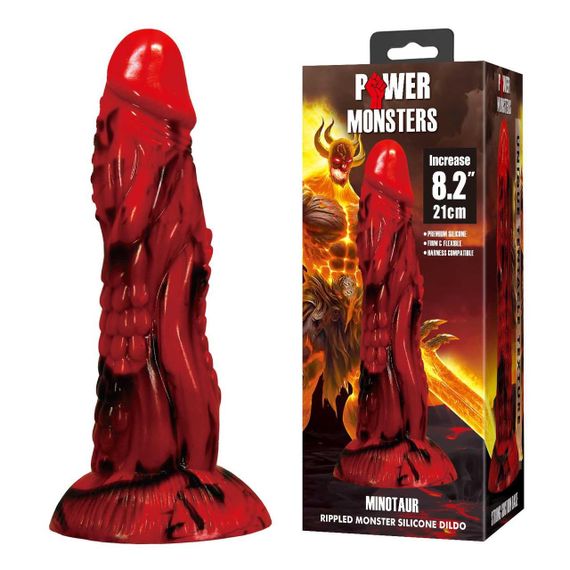 Фалоімітатор Power Monsters Minotaur – 21 cm Rippled Monster Silicone Dildo Sex Aura