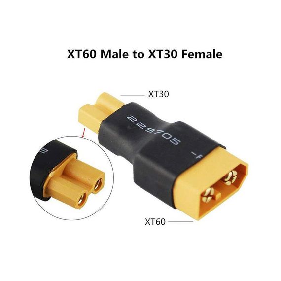 Перехідник конектора XT60 - XT30 Адаптер XT60 Male - XT30 Female | Зображення 1