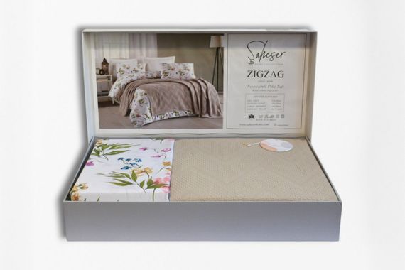 Постільна білизна з пледом Saheser Ranforce Zig Zag 200 х 220 см Vizon | Зображення 3