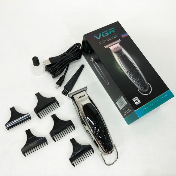 Бездротова акумуляторна машинка для стрижки триммер VGR V-093 з насадками | Зображення 9