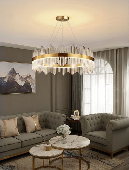 Люстра світлодіодна підвісна LED світильник для квартири на стелю лед 26923 Золото 50-180х60х60 см. | Зображення 5