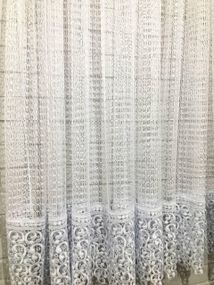 Короткий білий тюль «Сітка з мереживом». Для кухні, дитячої, коридору