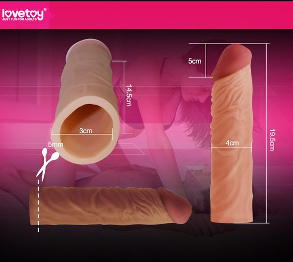 Насадка на член - Pleasure X-Tender Penis Sleeve Add 2" Flesh | Зображення 6