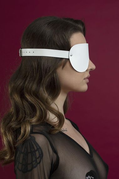 Маска на очі Feral Feelings - Blindfold Mask, натуральна шкіра, біла | Зображення 2