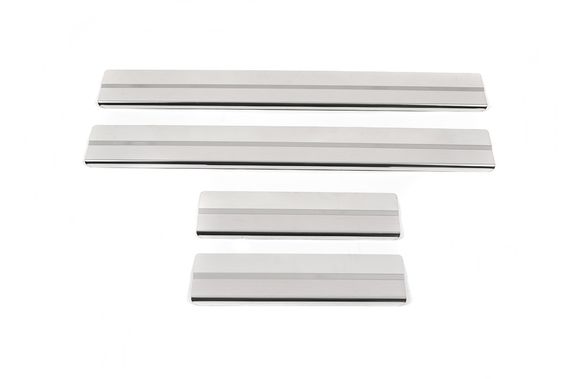 Накладки на пороги Натанико (4 шт., нерж.) Premium - стрічка 3М, 0.8 мм для Toyota C-HR | Зображення 6