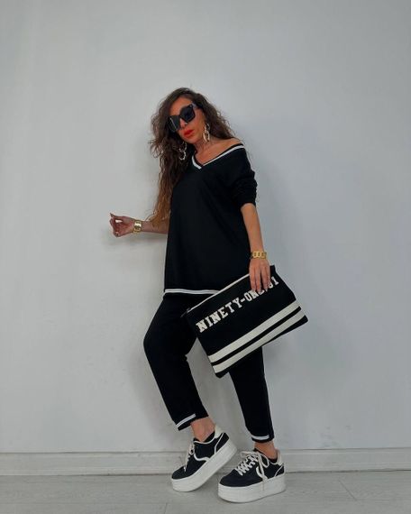 Спортивный женский костюм Sofia Модель 055 из двунити Черный 48-50 | Зображення 4