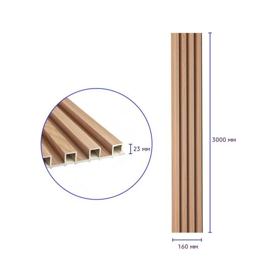 Декоративна стінова рейка 3000*160*23мм (D) SW-00001857 | Зображення 2