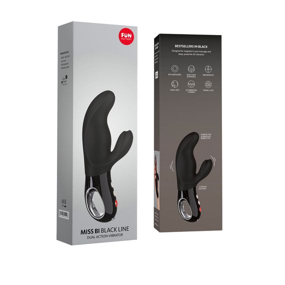 Вібратор-кролик Fun Factory MISS BI black, 2 незалежні мотори, діаметр 4,2 см | Зображення 6