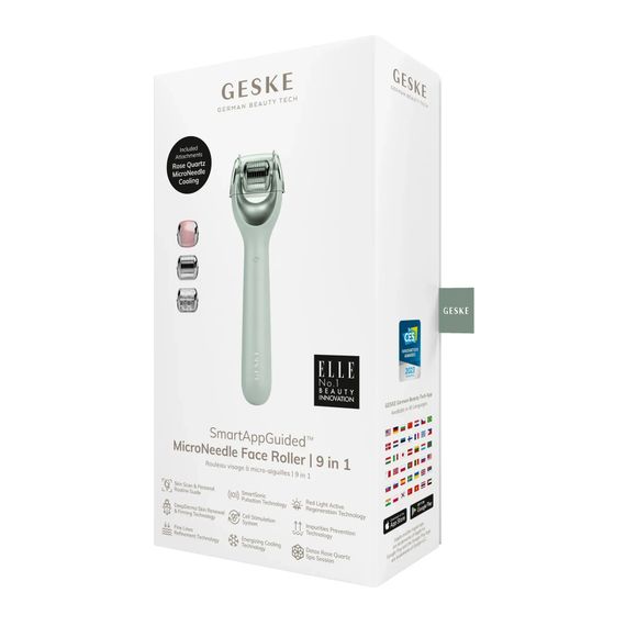 Электронный роллер для лица с микроиглами GESKE MicroNeedle Face Roller 9в1 gray, Зеленый | Зображення 7