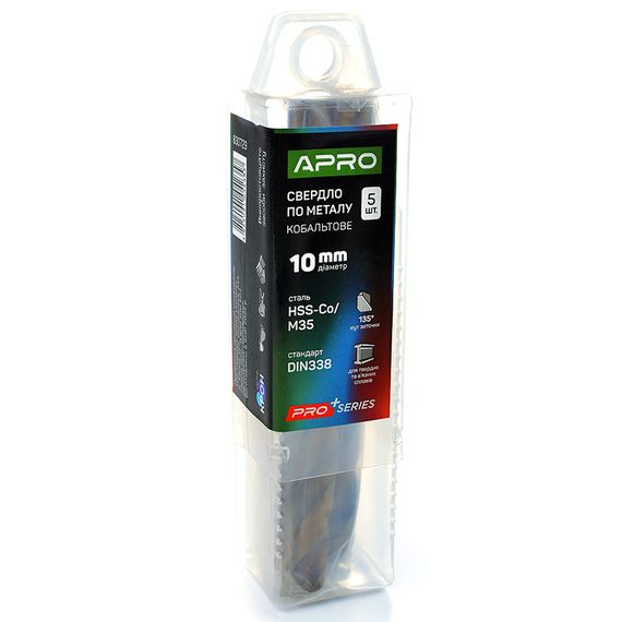 Свердло для металу кобальтове HSS-Co/M35 Ø 10.0 мм (тубус, кратність 5 шт.) PRO APRO 8307291