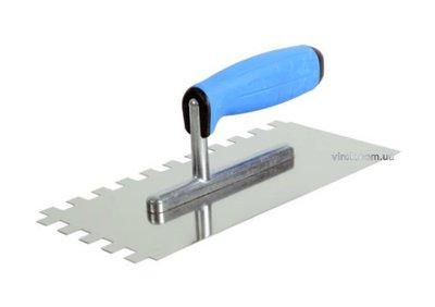 Терка гладилка VIROK PROFI : Нержавіюча, зубчата, L= 270x130 мм, зуб 10х10 VR-14V010